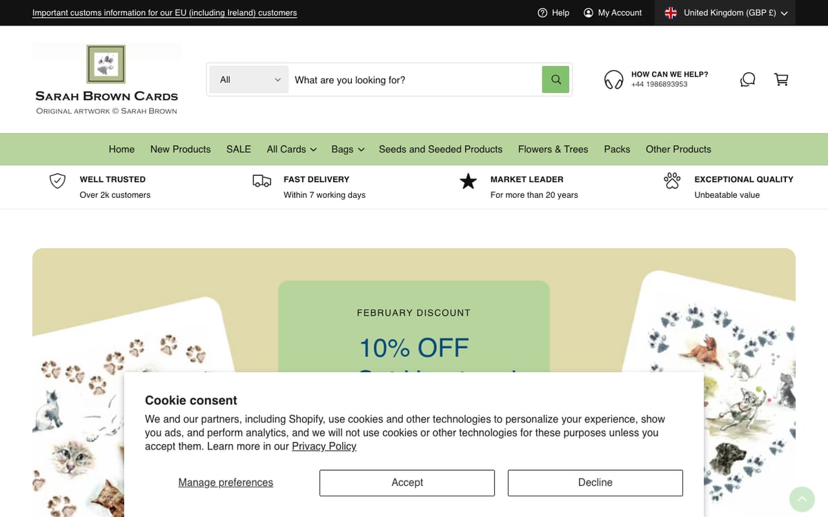 Sarah Brown Cards screenshot