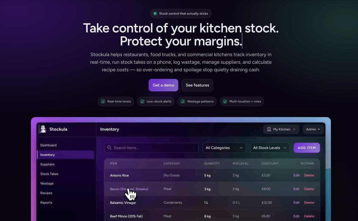 Stockula — Kitchen Inventory Management screenshot