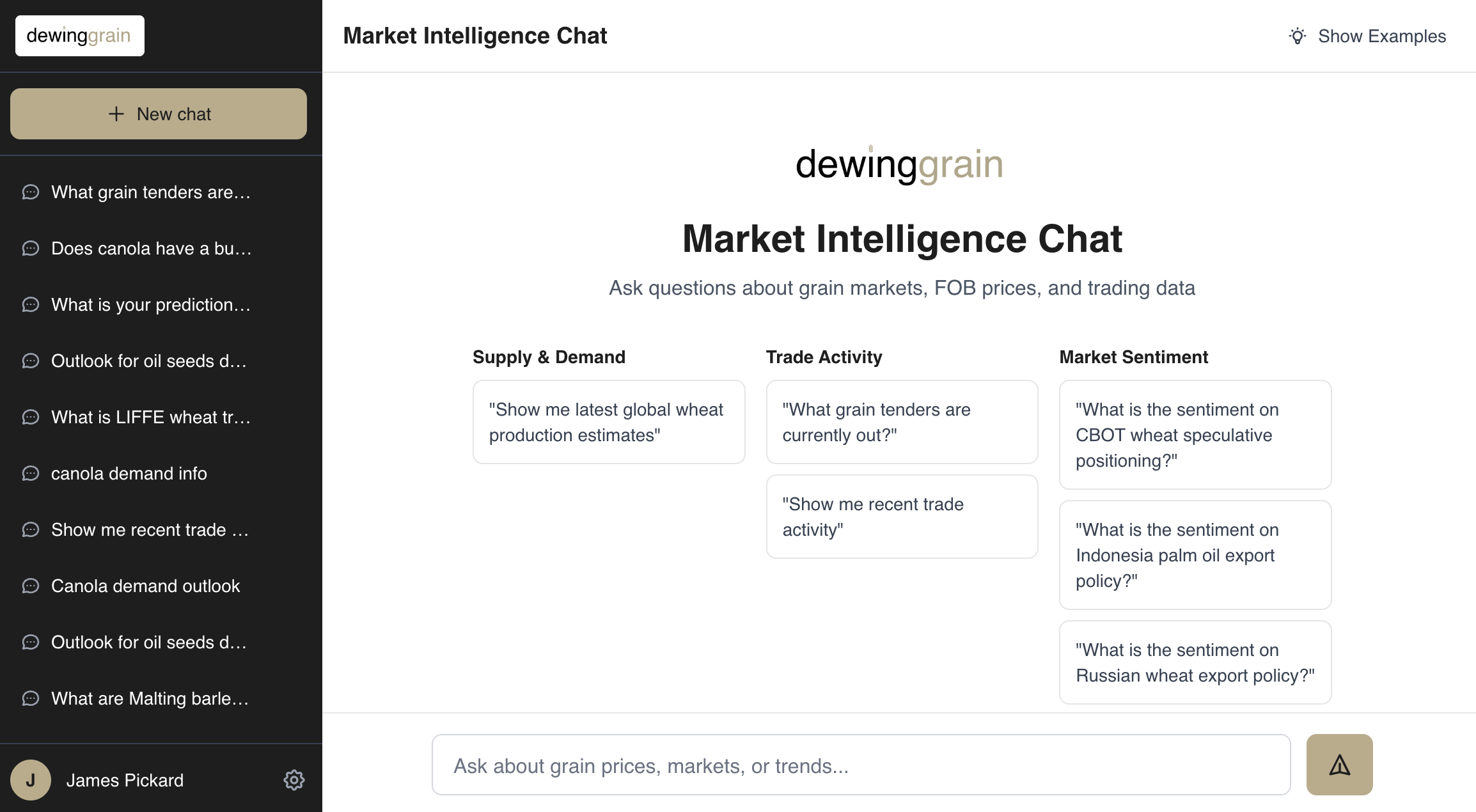 Dewing Grain — AI Market Analysis screenshot