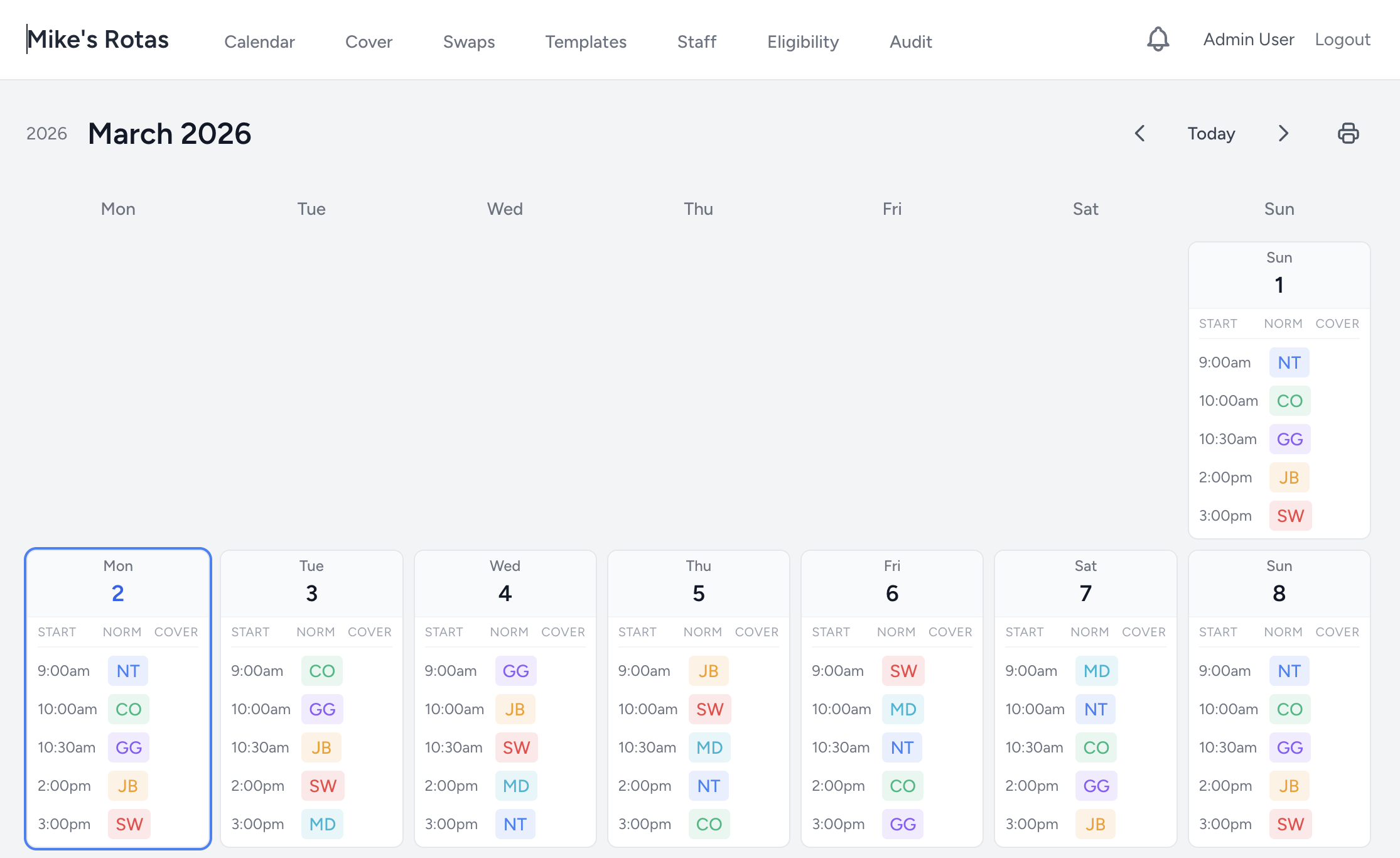 Mike's Rotas — Staff Scheduling screenshot